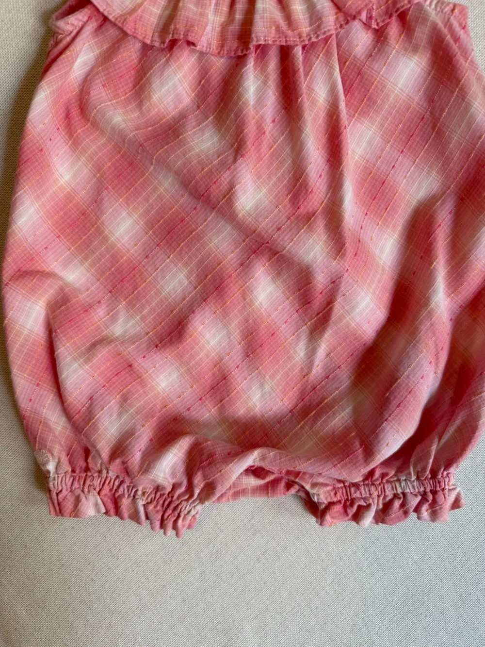 Ralph Lauren Plaid Ruffle Cotton Bubble Romper 6M